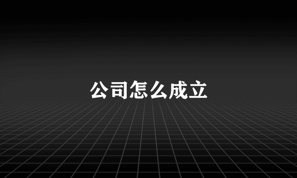 公司怎么成立