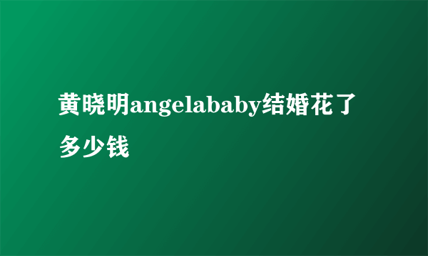 黄晓明angelababy结婚花了多少钱