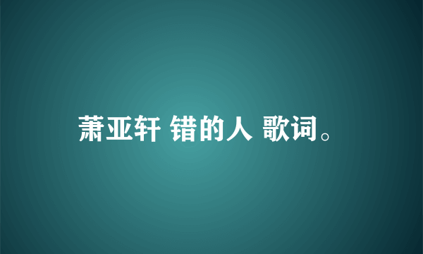 萧亚轩 错的人 歌词。