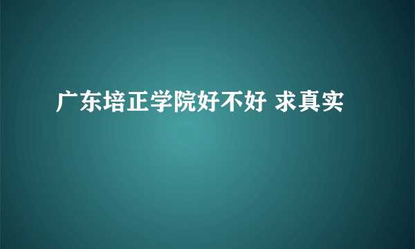 广东培正学院好不好 求真实