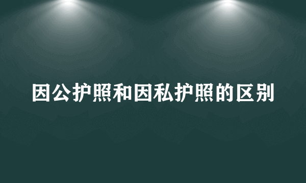 因公护照和因私护照的区别