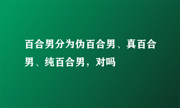 百合男分为伪百合男、真百合男、纯百合男，对吗