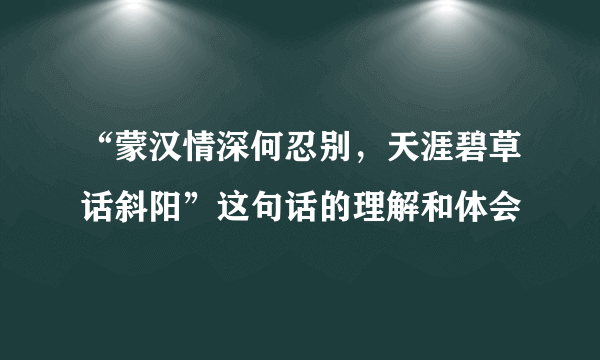 “蒙汉情深何忍别，天涯碧草话斜阳”这句话的理解和体会