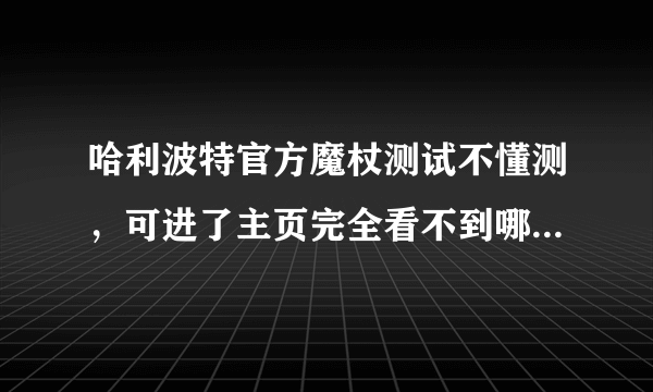 哈利波特官方魔杖测试不懂测，可进了主页完全看不到哪里写测试。。。求助！！