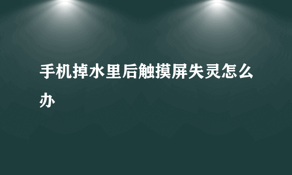 手机掉水里后触摸屏失灵怎么办