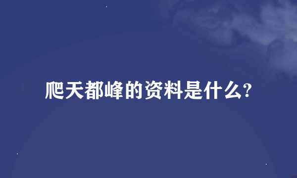 爬天都峰的资料是什么?