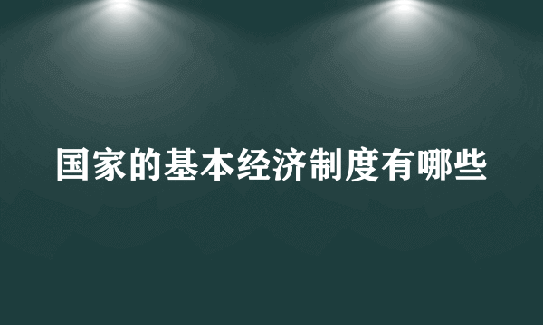 国家的基本经济制度有哪些