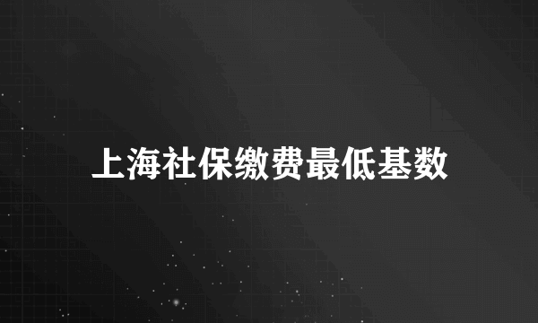 上海社保缴费最低基数