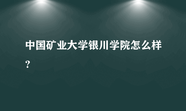 中国矿业大学银川学院怎么样？