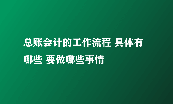 总账会计的工作流程 具体有哪些 要做哪些事情