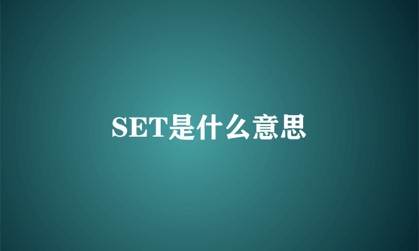 SET是什么意思