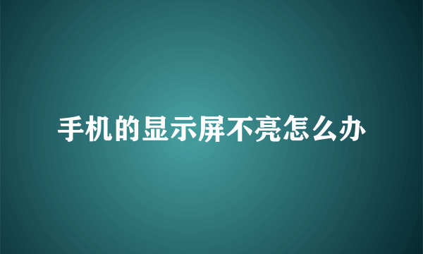 手机的显示屏不亮怎么办