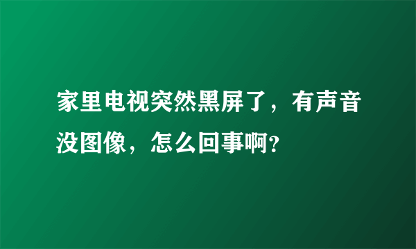 家里电视突然黑屏了，有声音没图像，怎么回事啊？