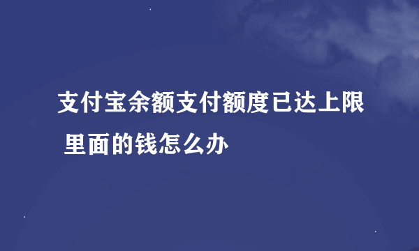 支付宝余额支付额度已达上限 里面的钱怎么办