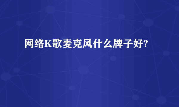 网络K歌麦克风什么牌子好?