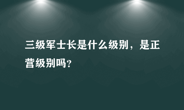 三级军士长是什么级别，是正营级别吗？