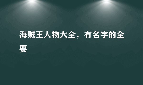 海贼王人物大全，有名字的全要