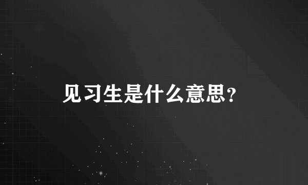 见习生是什么意思？