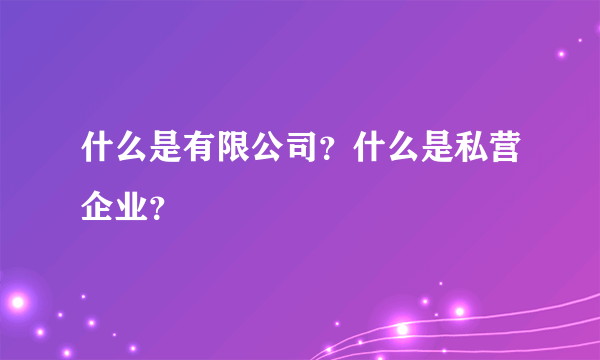 什么是有限公司？什么是私营企业？