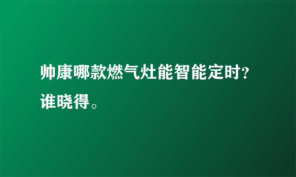 帅康哪款燃气灶能智能定时？谁晓得。