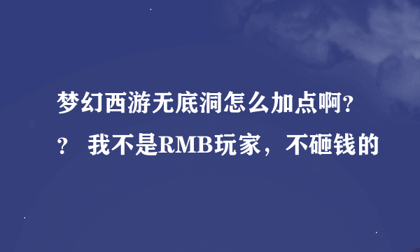 梦幻西游无底洞怎么加点啊？？ 我不是RMB玩家，不砸钱的