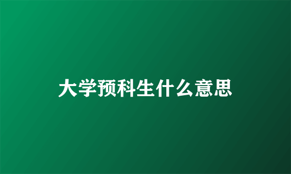 大学预科生什么意思