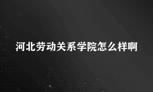 河北劳动关系学院怎么样啊