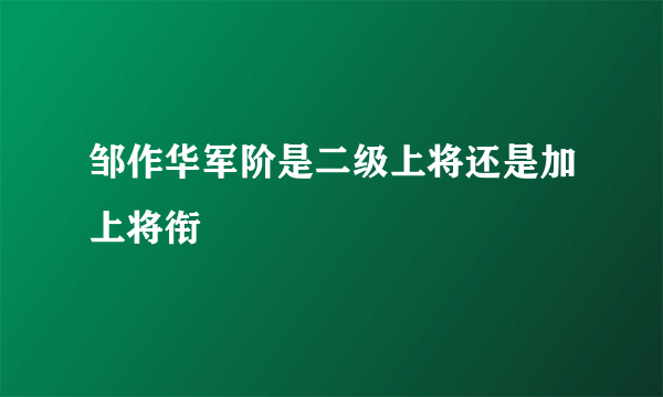 邹作华军阶是二级上将还是加上将衔