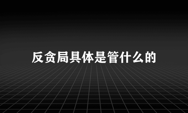 反贪局具体是管什么的