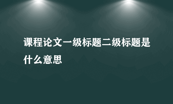 课程论文一级标题二级标题是什么意思