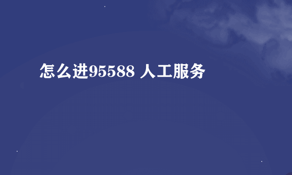 怎么进95588 人工服务