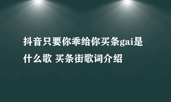 抖音只要你乖给你买条gai是什么歌 买条街歌词介绍