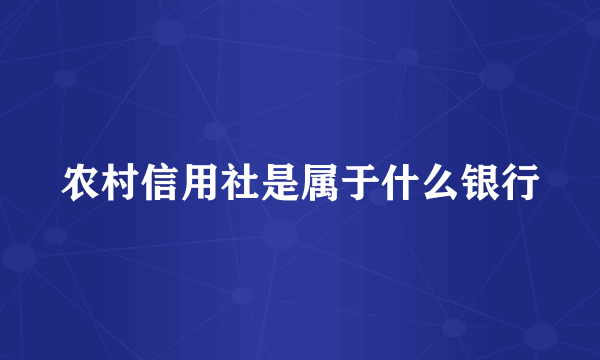 农村信用社是属于什么银行