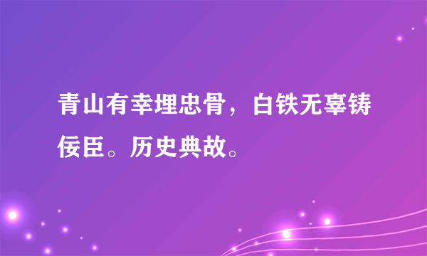 青山有幸埋忠骨，白铁无辜铸佞臣。历史典故。