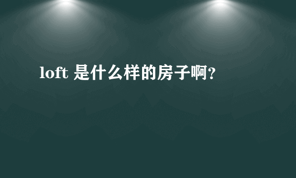 loft 是什么样的房子啊？