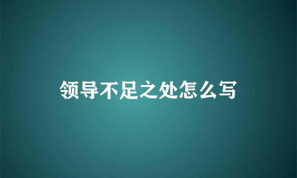 领导不足之处怎么写