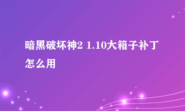 暗黑破坏神2 1.10大箱子补丁怎么用