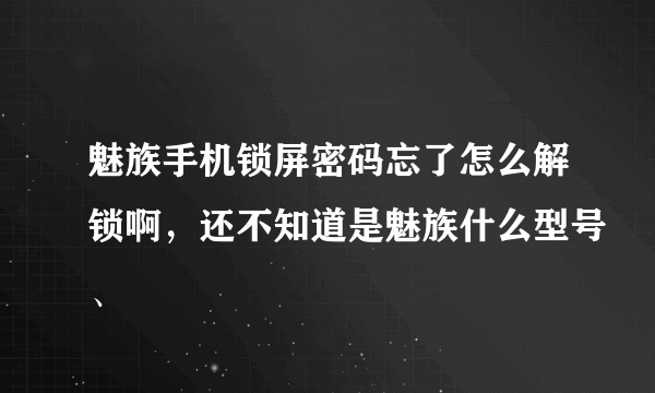 魅族手机锁屏密码忘了怎么解锁啊，还不知道是魅族什么型号、