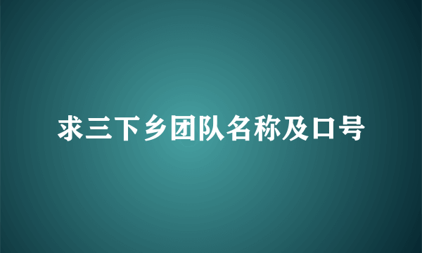 求三下乡团队名称及口号