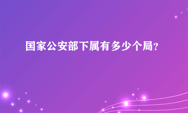 国家公安部下属有多少个局？