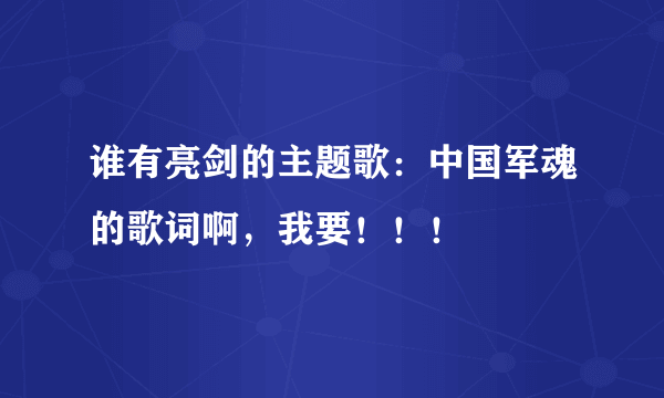 谁有亮剑的主题歌：中国军魂的歌词啊，我要！！！