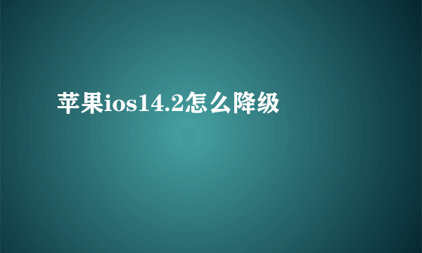 苹果ios14.2怎么降级