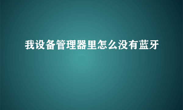 我设备管理器里怎么没有蓝牙