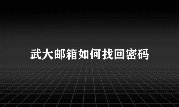 武大邮箱如何找回密码