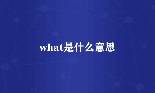 what是什么意思