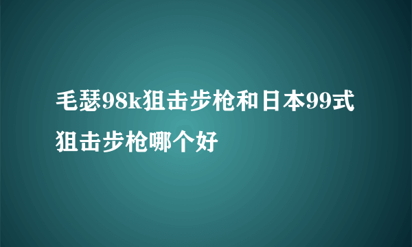 毛瑟98k狙击步枪和日本99式狙击步枪哪个好