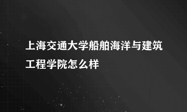 上海交通大学船舶海洋与建筑工程学院怎么样