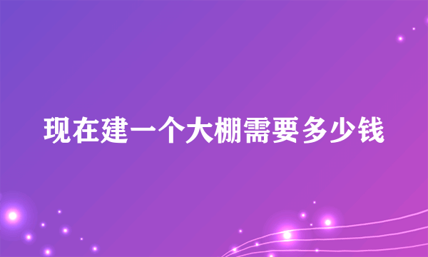 现在建一个大棚需要多少钱