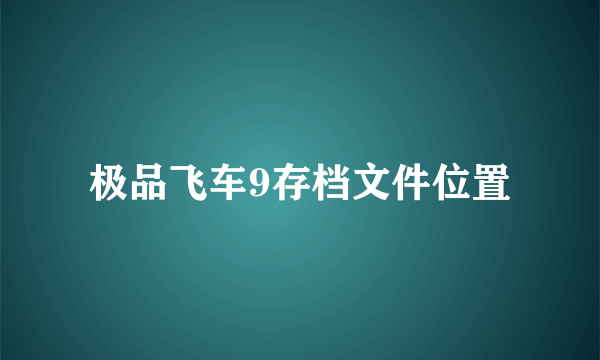 极品飞车9存档文件位置