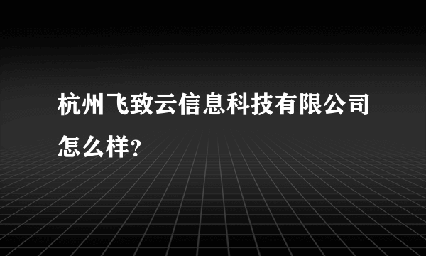 杭州飞致云信息科技有限公司怎么样？